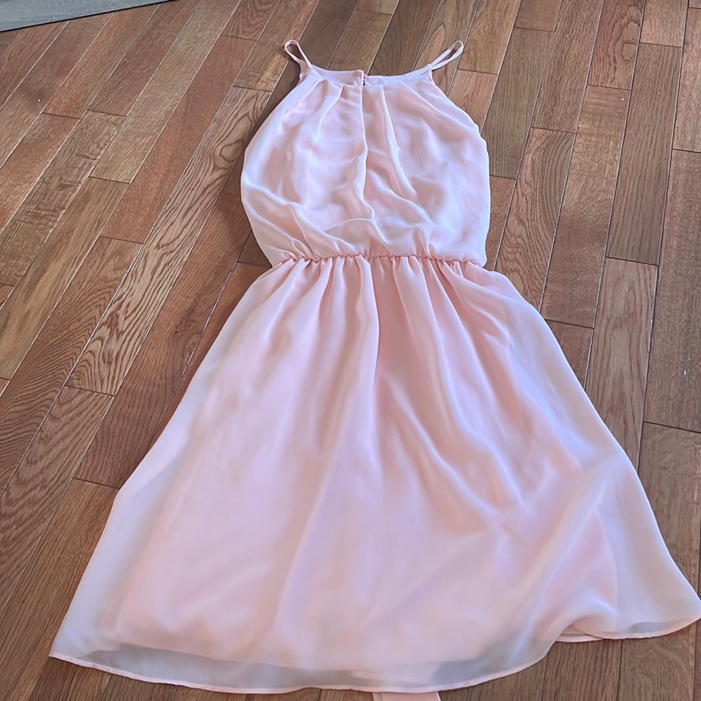 Light pink blush dress with belt